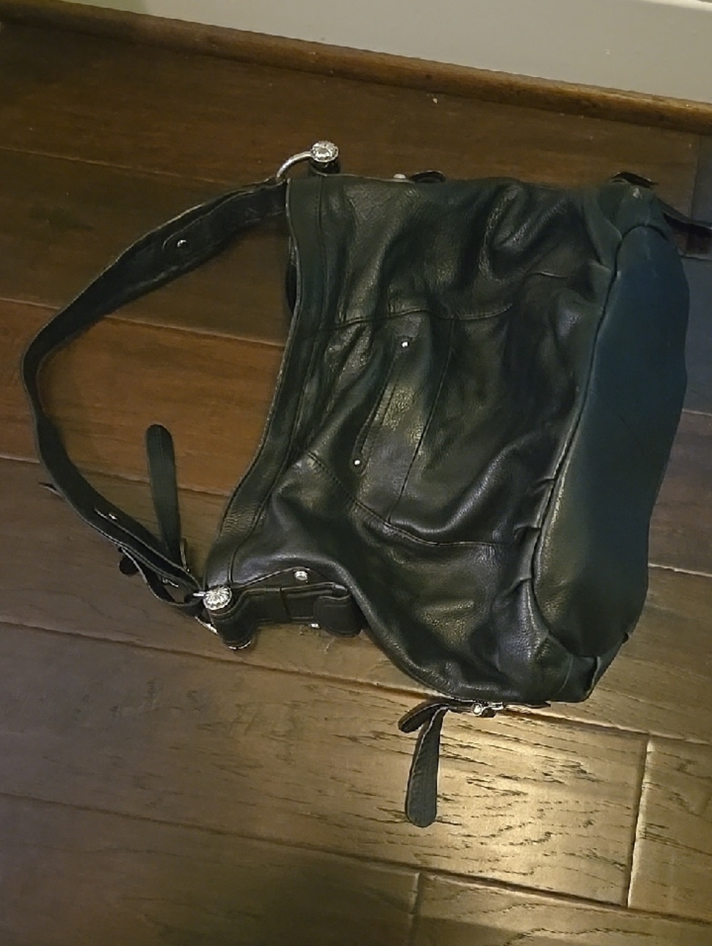 b. makowsky Black Leather Shoulder Bag